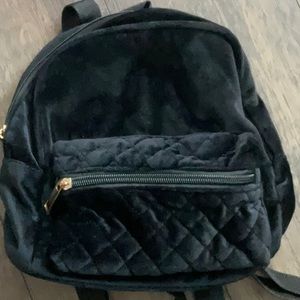Chic Black Velvet Mini Backpack
